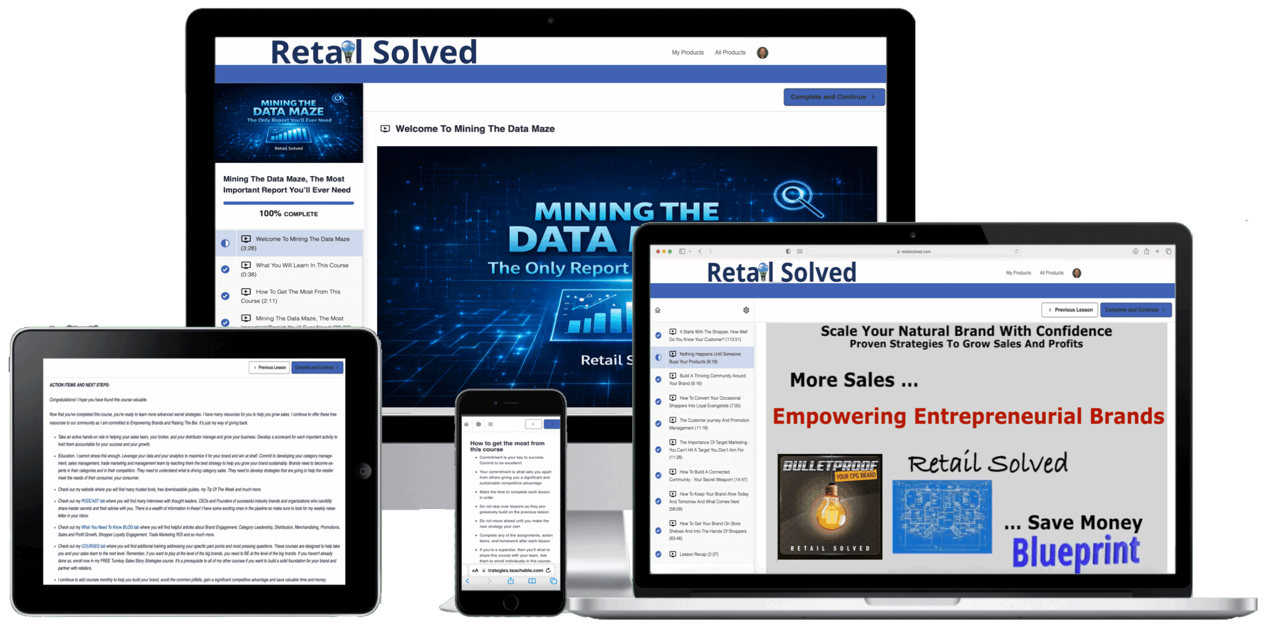 Multiple devices displaying digital marketing content.